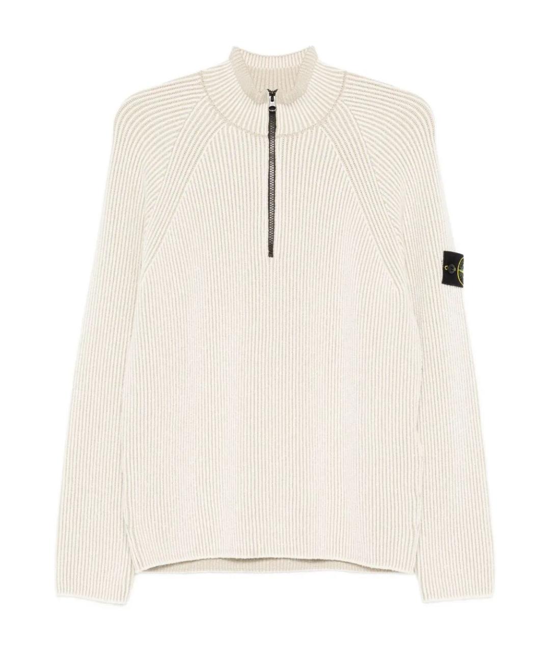 STONE ISLAND Бежевый шерстяной джемпер / свитер, фото 1