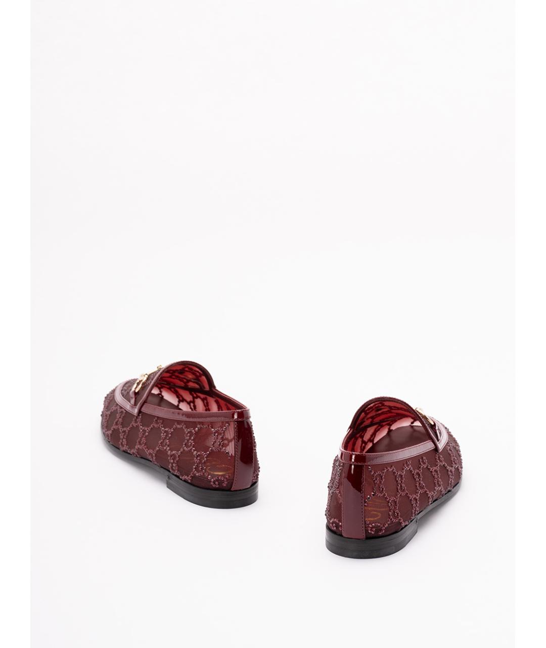 GUCCI Бордовые текстильные лоферы, фото 3