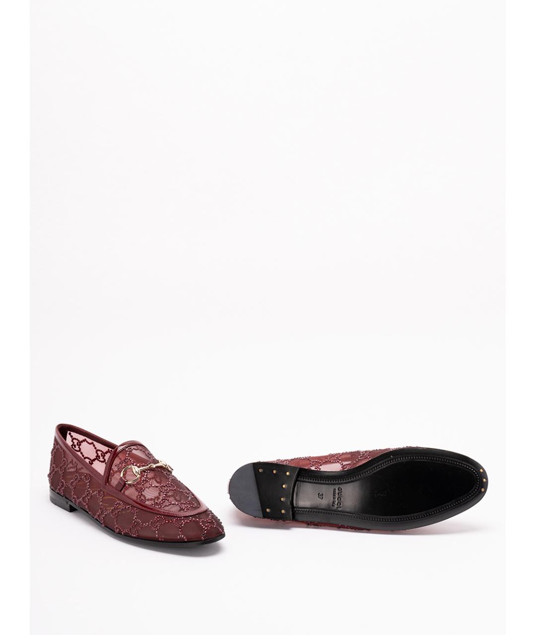 GUCCI Бордовые текстильные лоферы, фото 4