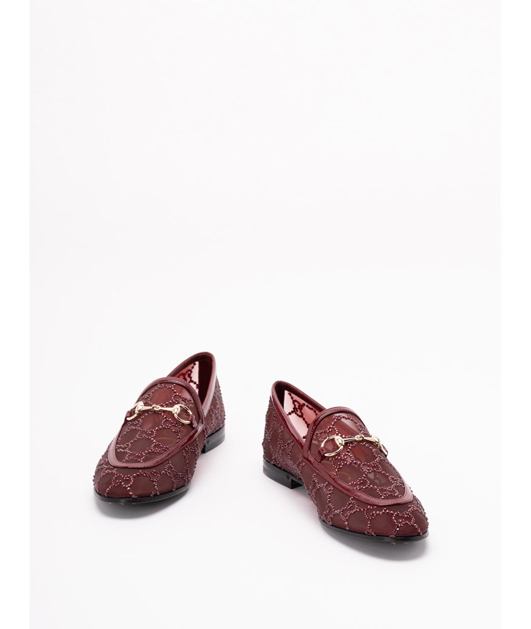 GUCCI Бордовые текстильные лоферы, фото 2