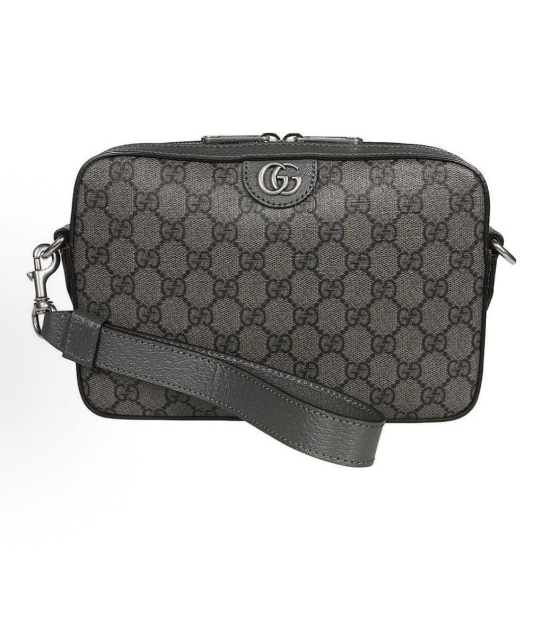 GUCCI Антрацитовая тканевая сумка на плечо, фото 9