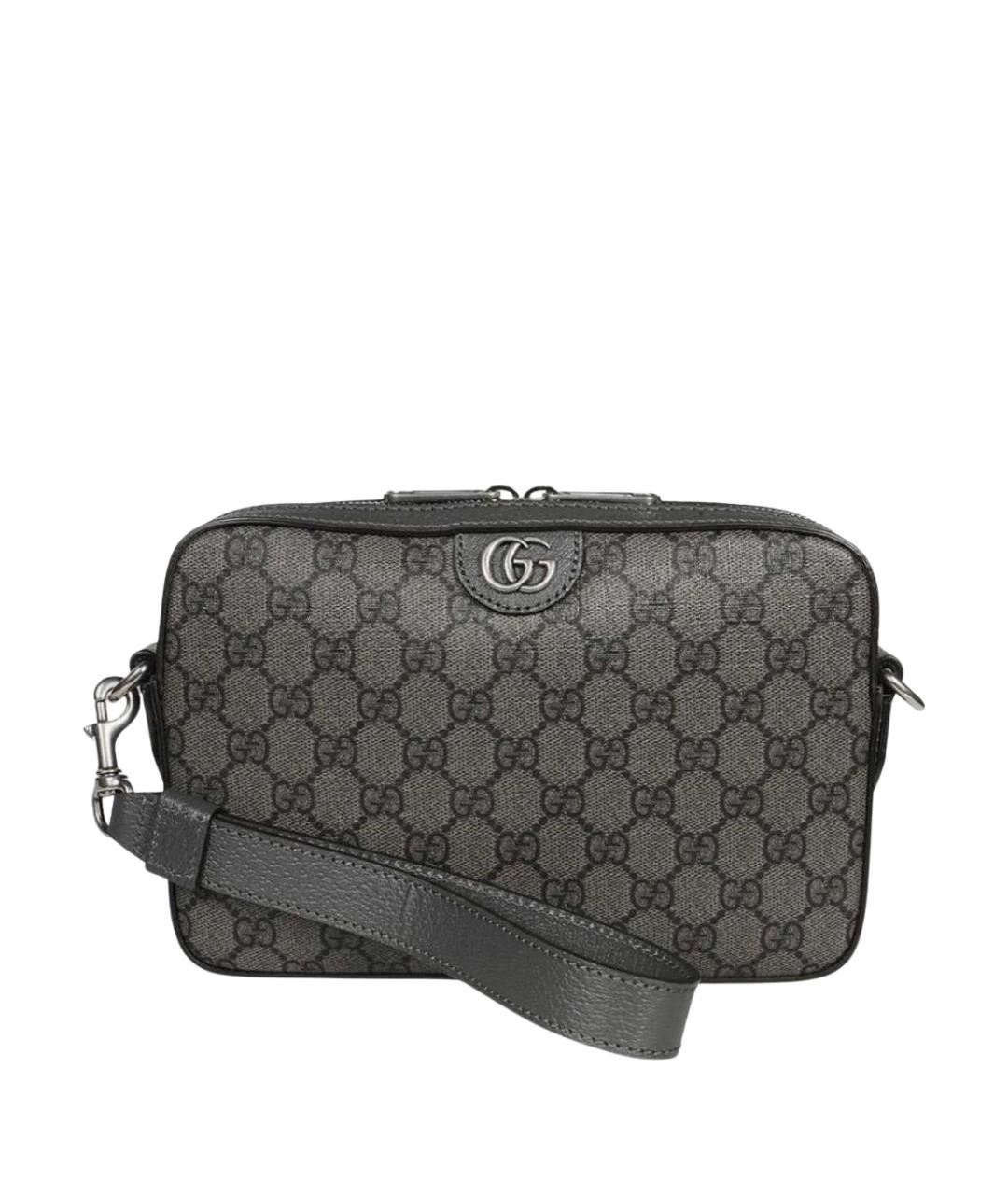 GUCCI Антрацитовая тканевая сумка на плечо, фото 1