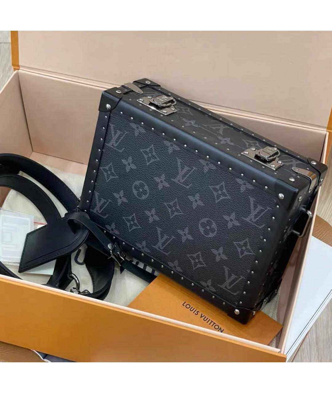 LOUIS VUITTON Черная кожаная сумка на плечо, фото 3