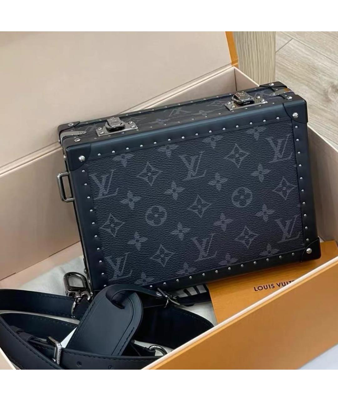 LOUIS VUITTON Черная кожаная сумка на плечо, фото 6