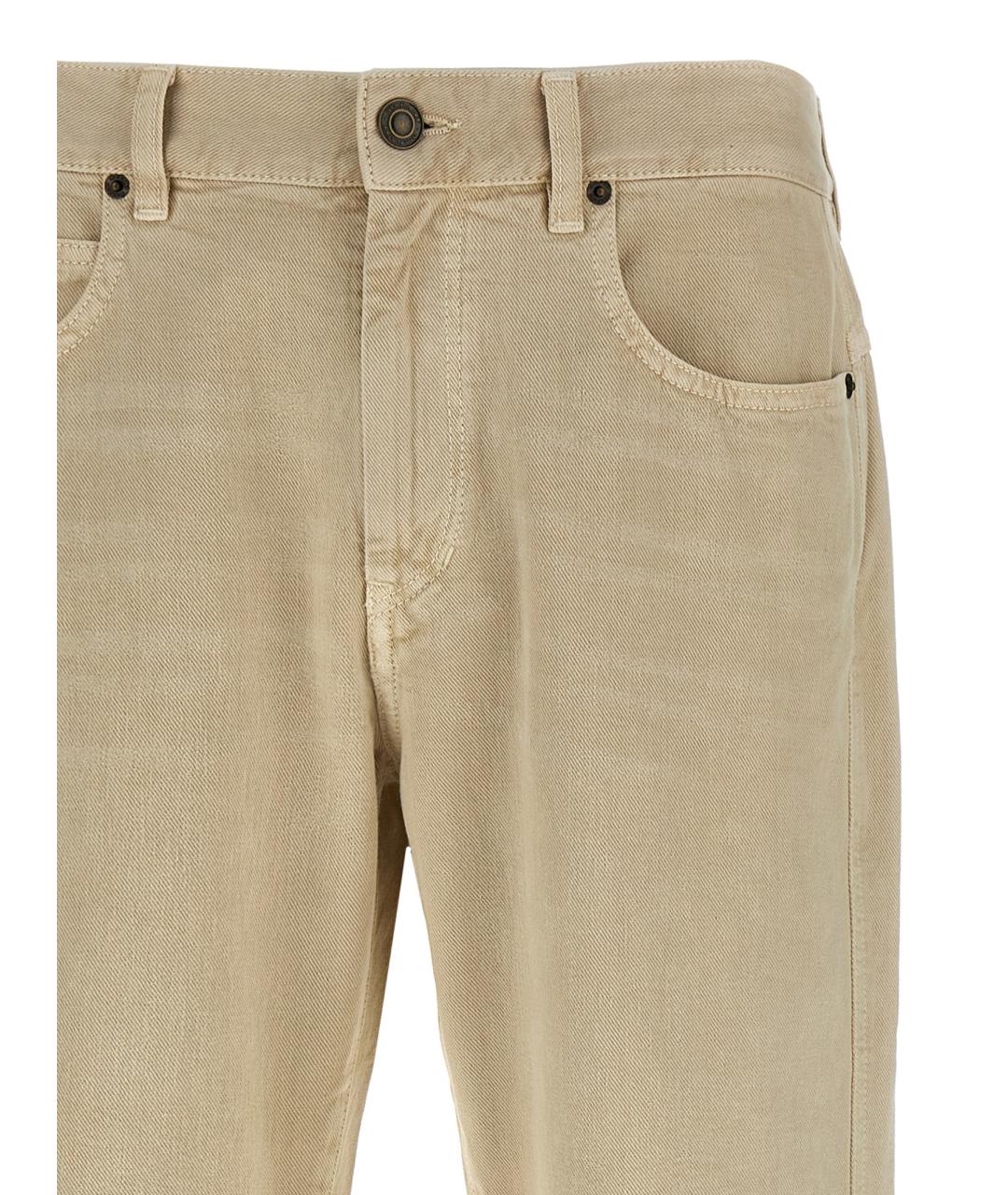 ISABEL MARANT Бежевые хлопковые прямые джинсы, фото 3