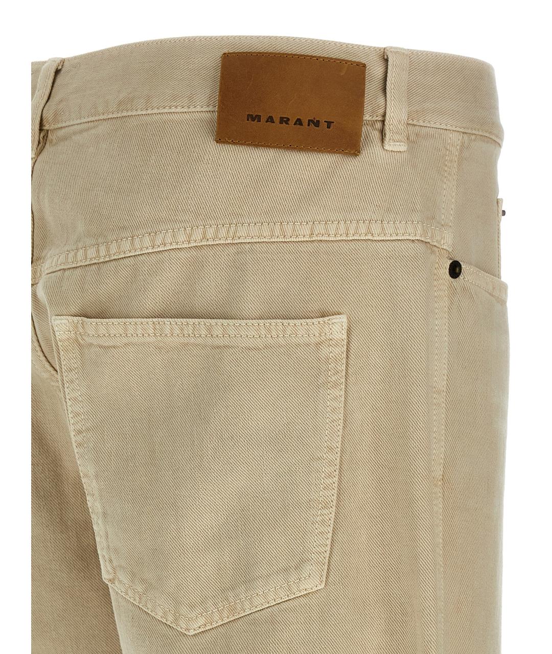 ISABEL MARANT Бежевые хлопковые прямые джинсы, фото 4