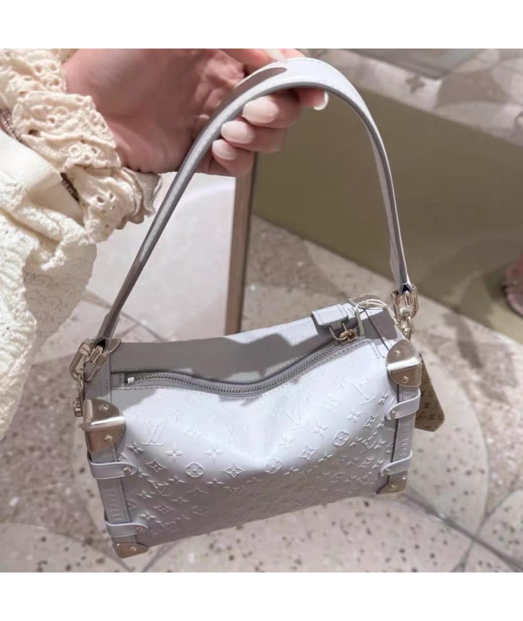 LOUIS VUITTON Серая кожаная сумка через плечо, фото 3