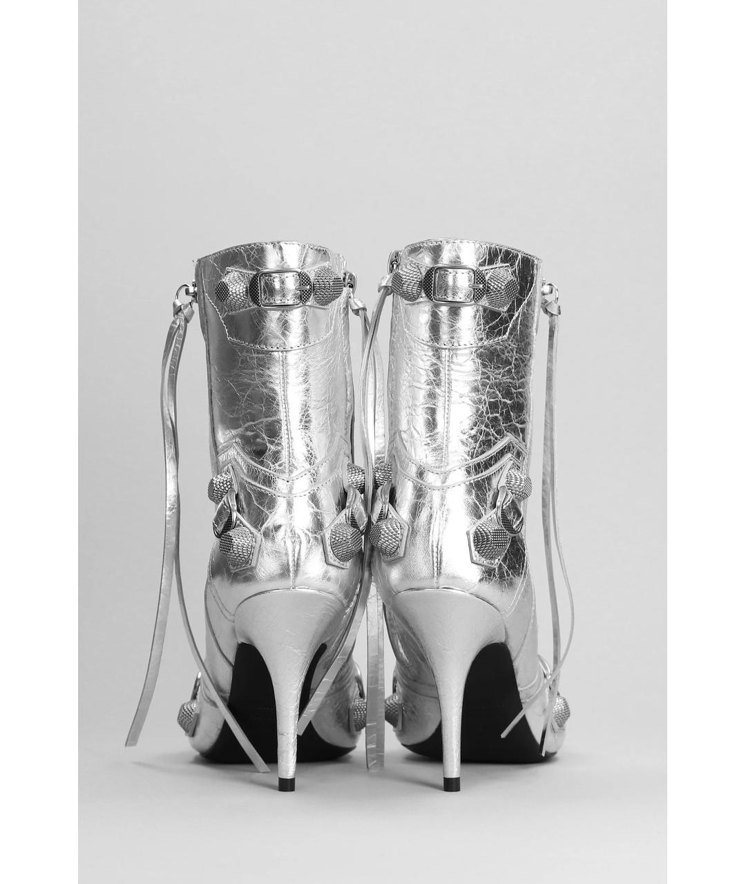 BALENCIAGA Серебряные кожаные ботильоны, фото 4