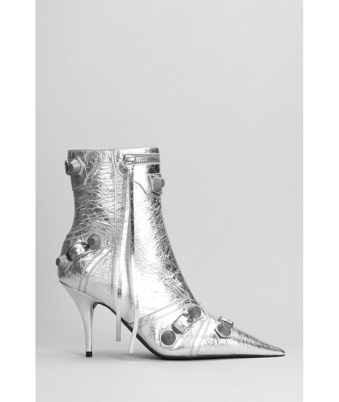 BALENCIAGA Серебряные кожаные ботильоны, фото 5