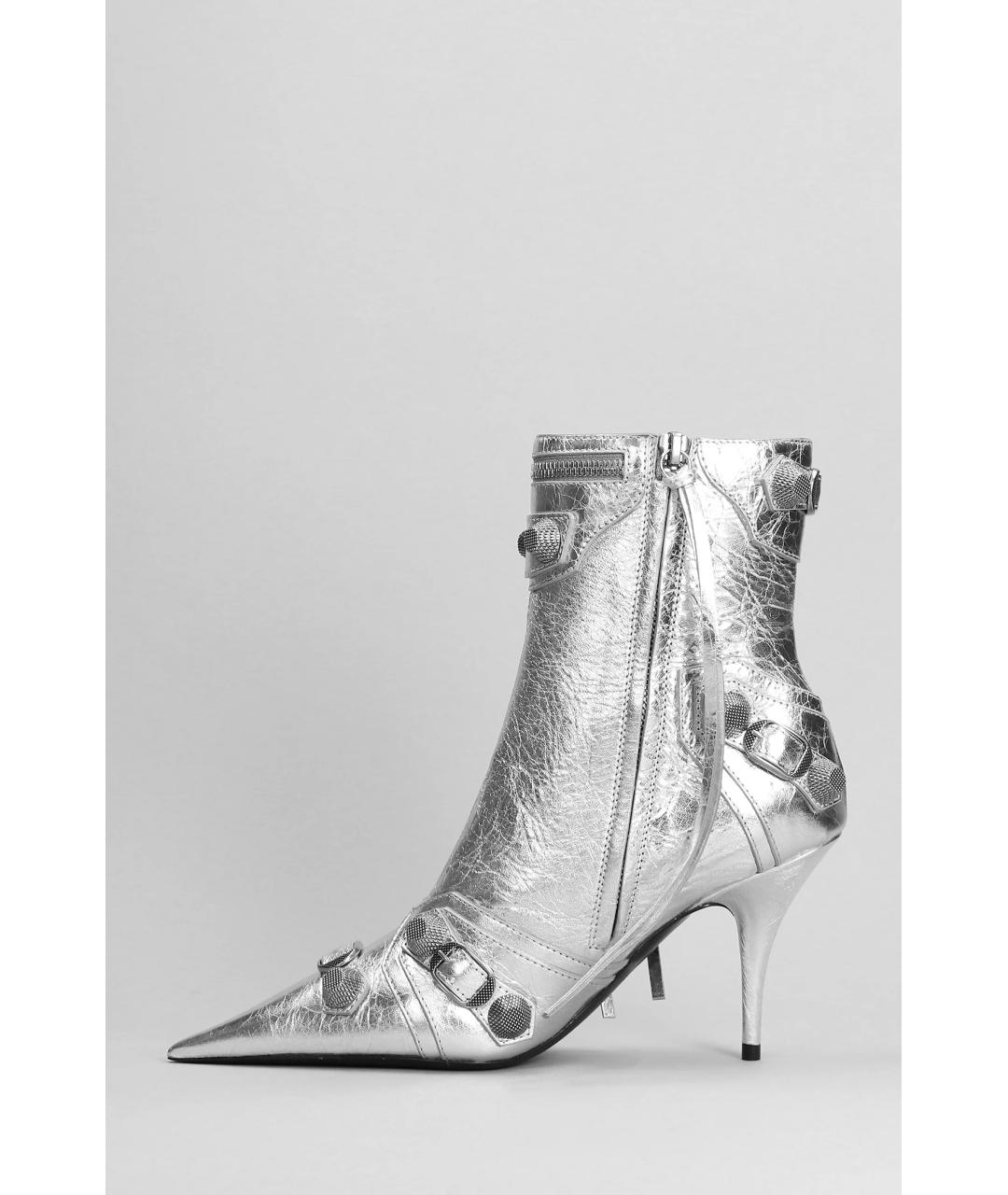 BALENCIAGA Серебряные кожаные ботильоны, фото 3