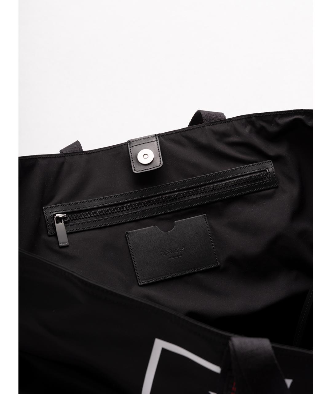 OFF-WHITE Черная тканевая сумка тоут, фото 4