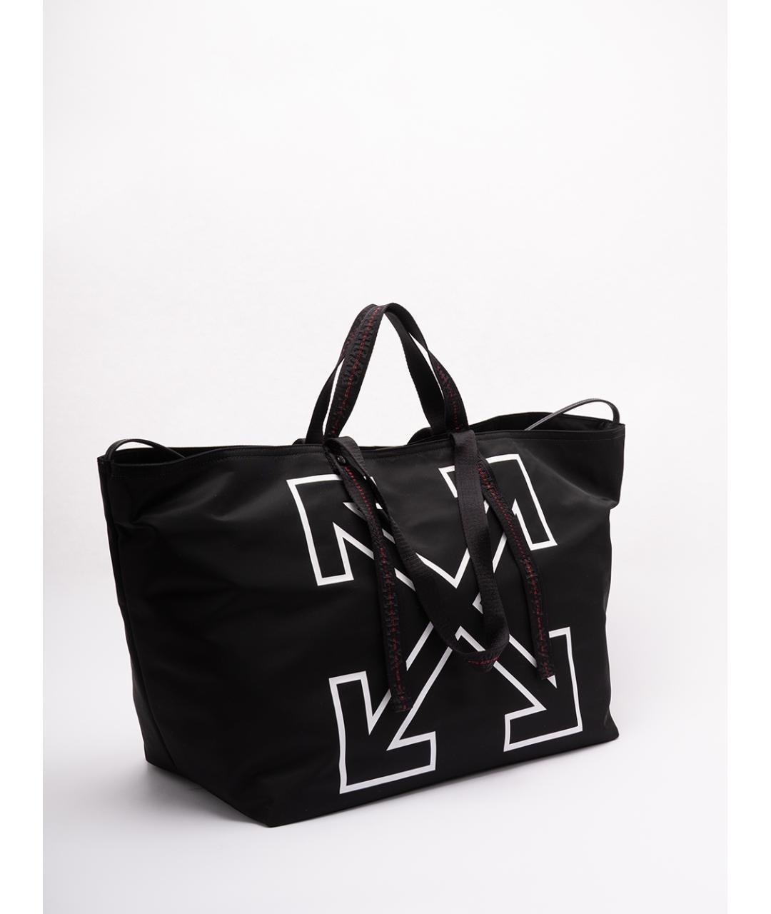 OFF-WHITE Черная тканевая сумка тоут, фото 3
