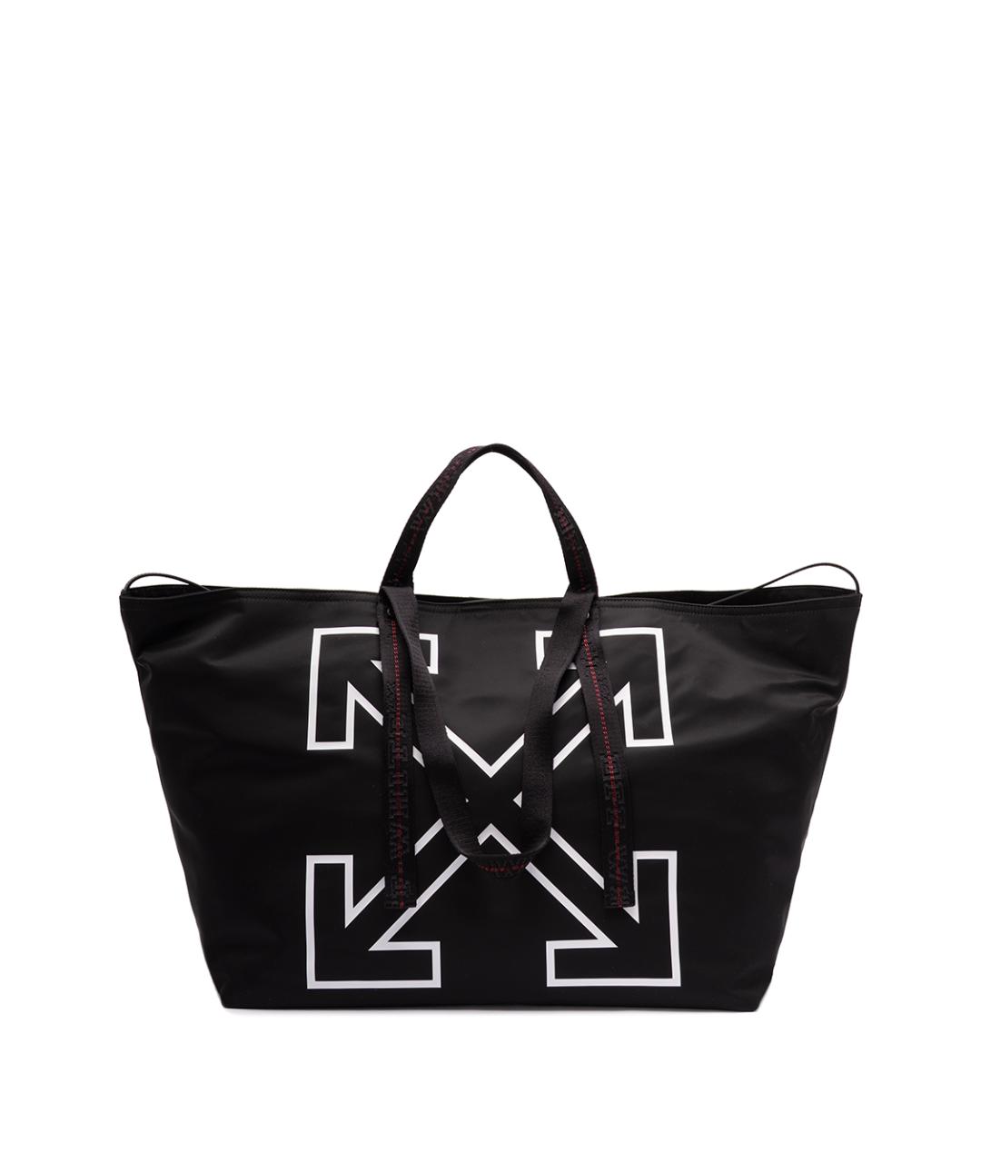 OFF-WHITE Черная тканевая сумка тоут, фото 1