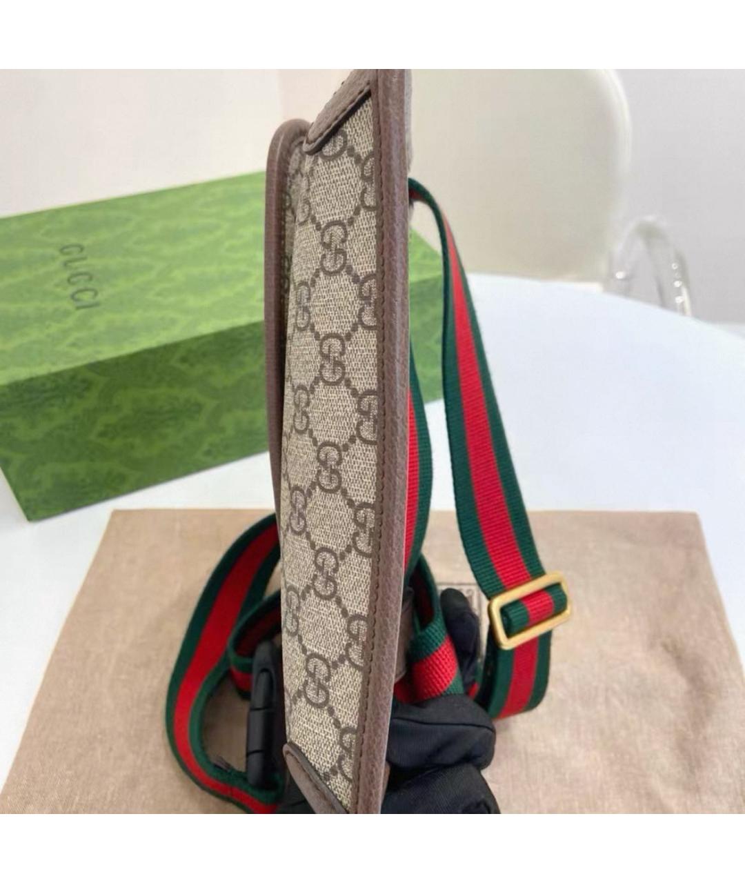 GUCCI Бежевая тканевая сумка на плечо, фото 6