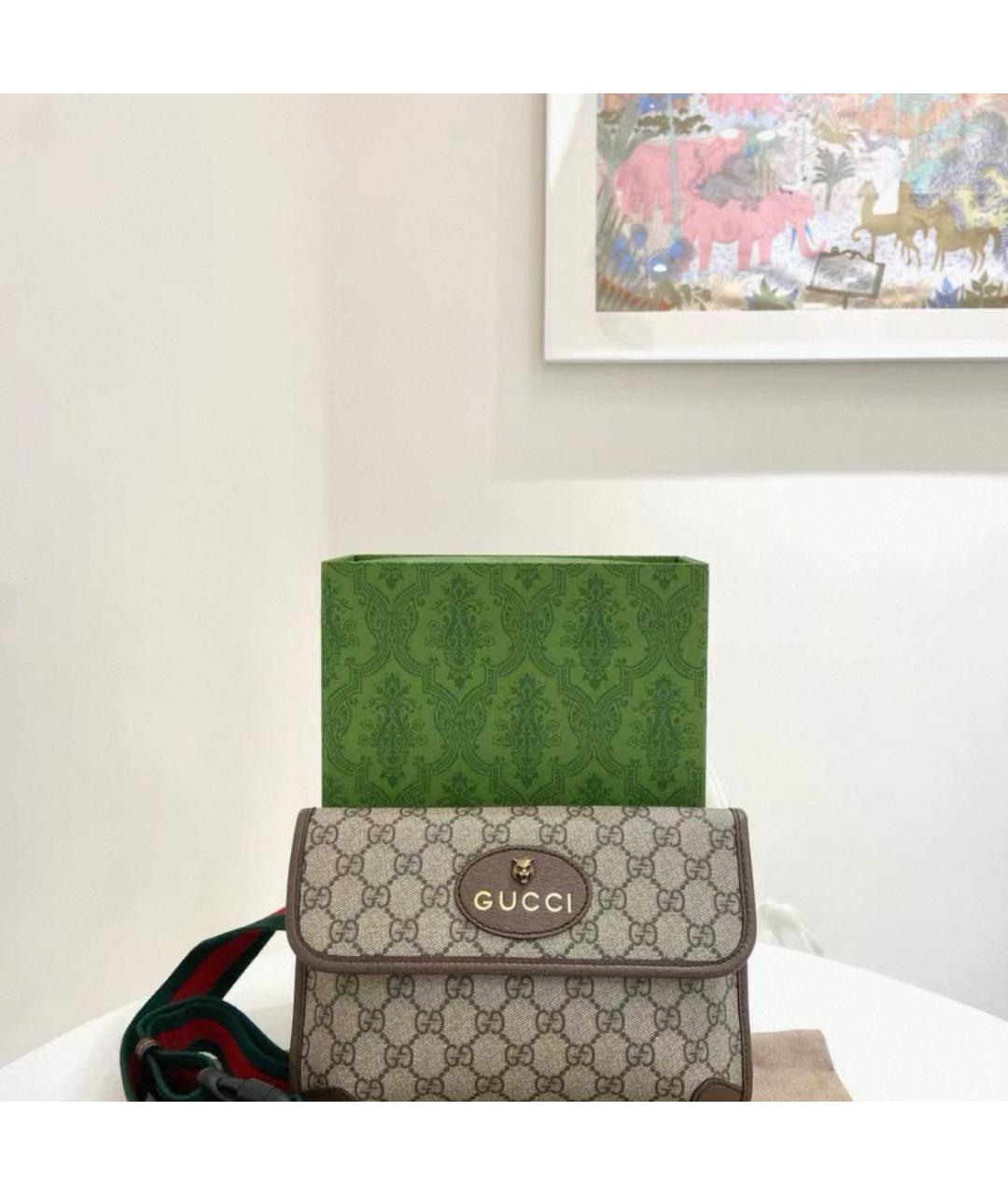 GUCCI Бежевая тканевая сумка на плечо, фото 2