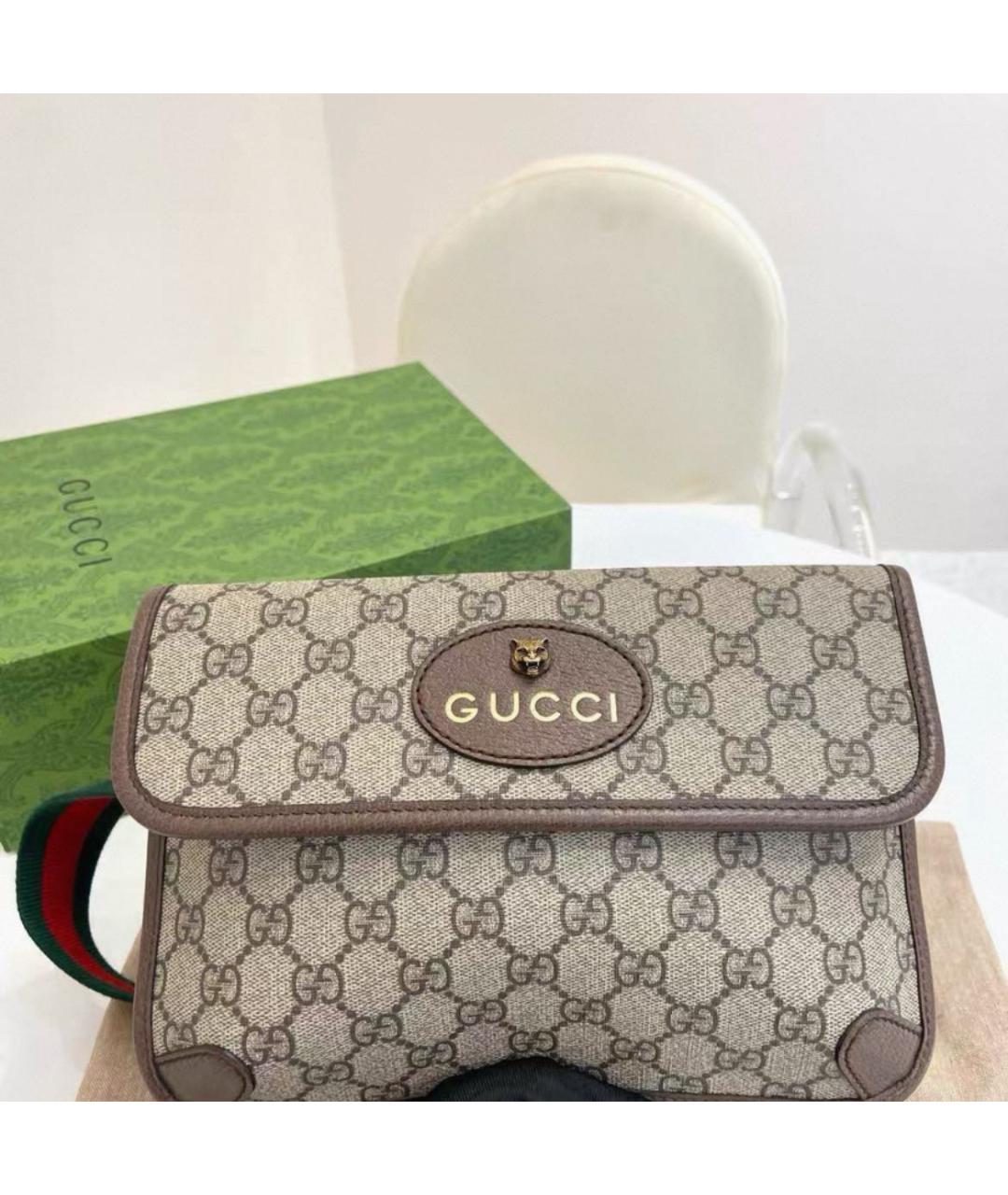 GUCCI Бежевая тканевая сумка на плечо, фото 3