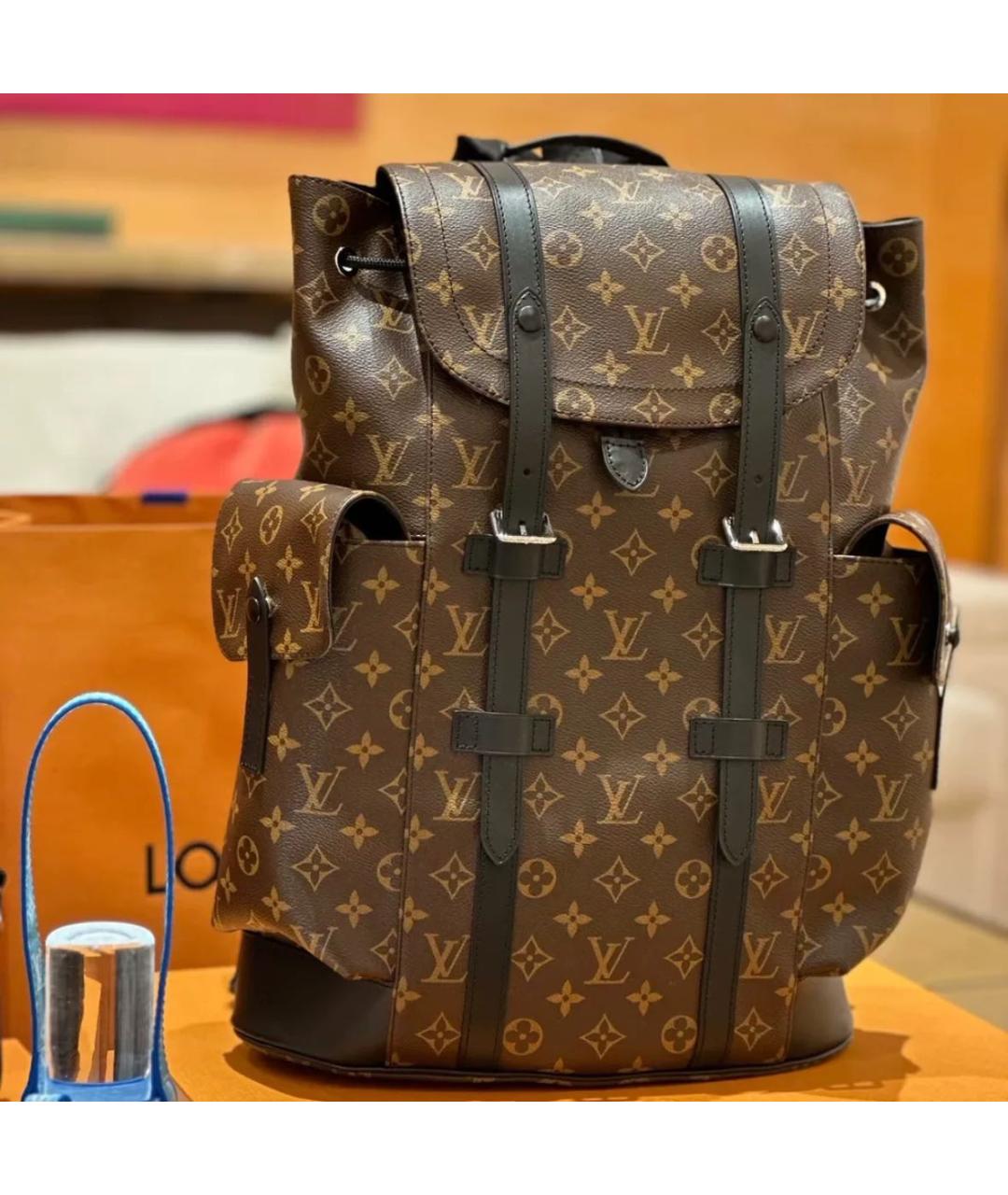 LOUIS VUITTON Коричневый кожаный рюкзак, фото 5