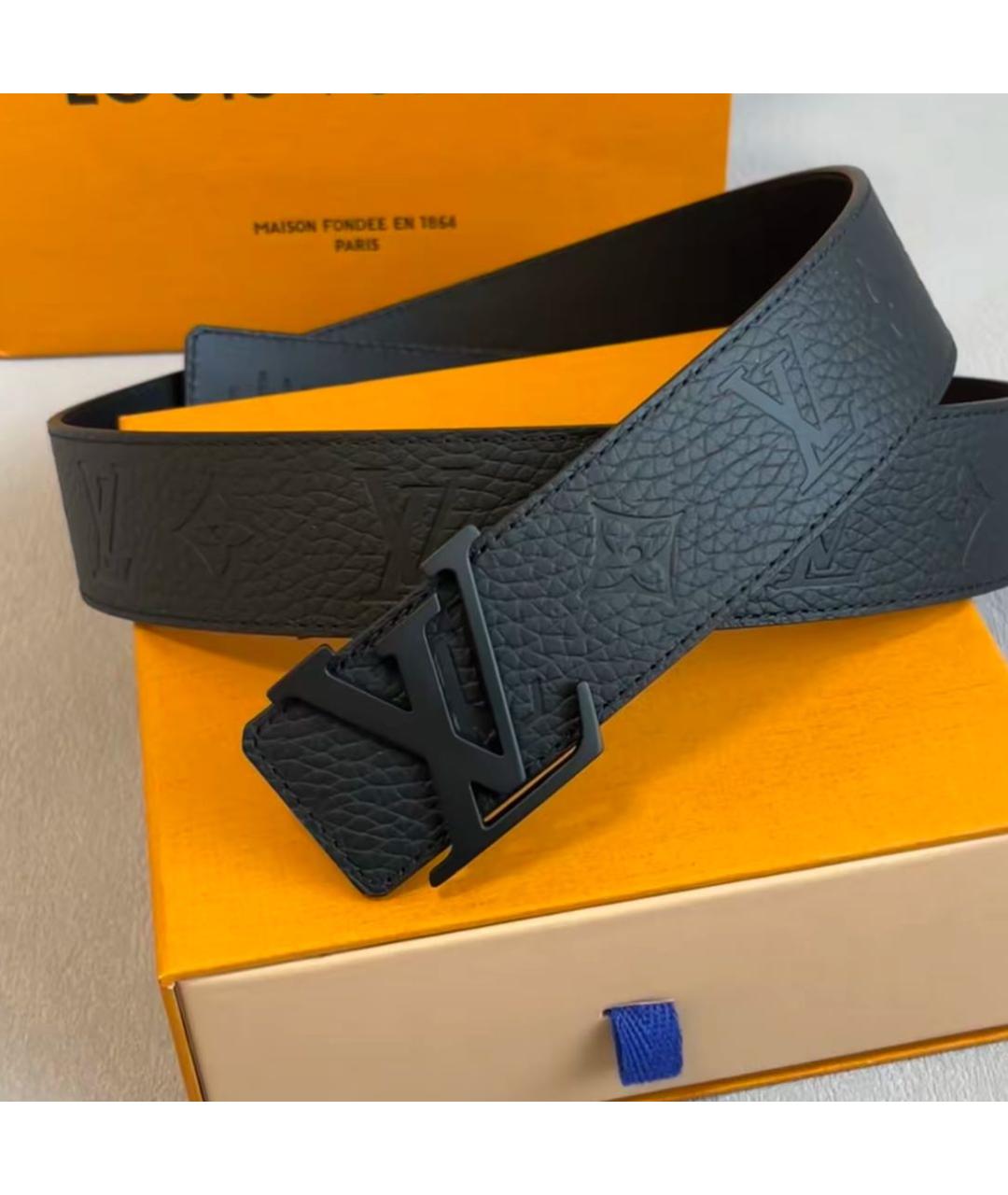 LOUIS VUITTON Черный кожаный ремень, фото 2