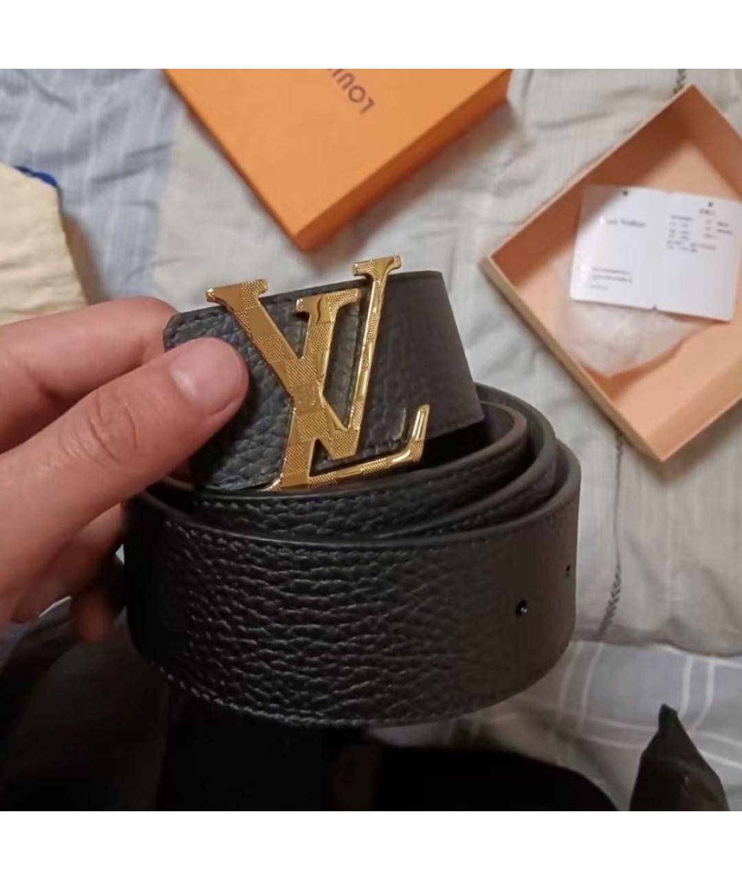 LOUIS VUITTON Черный кожаный ремень, фото 2