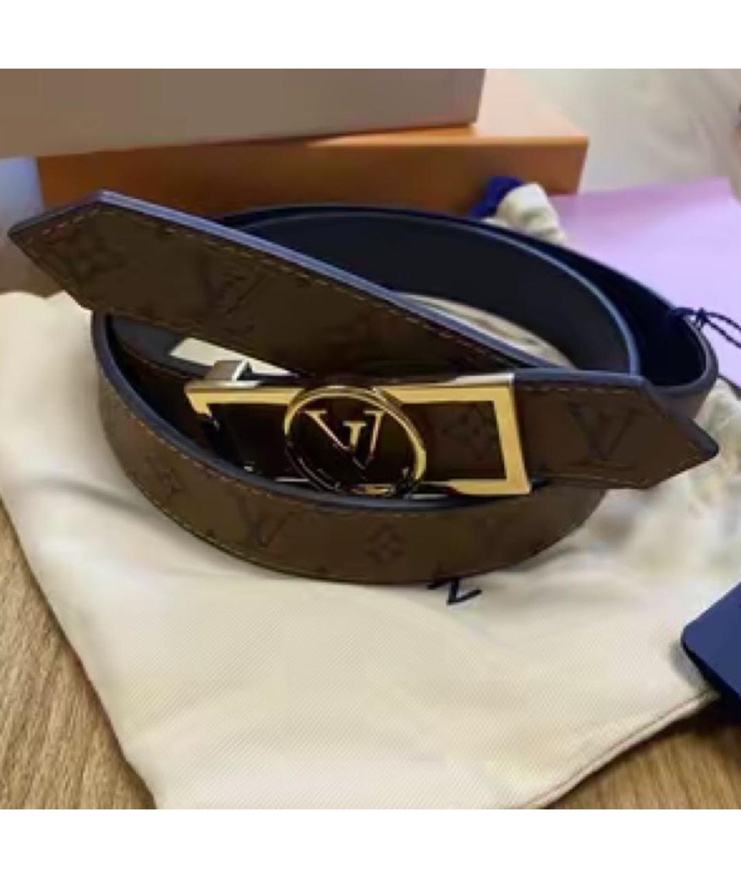 LOUIS VUITTON Коричневый кожаный ремень, фото 2