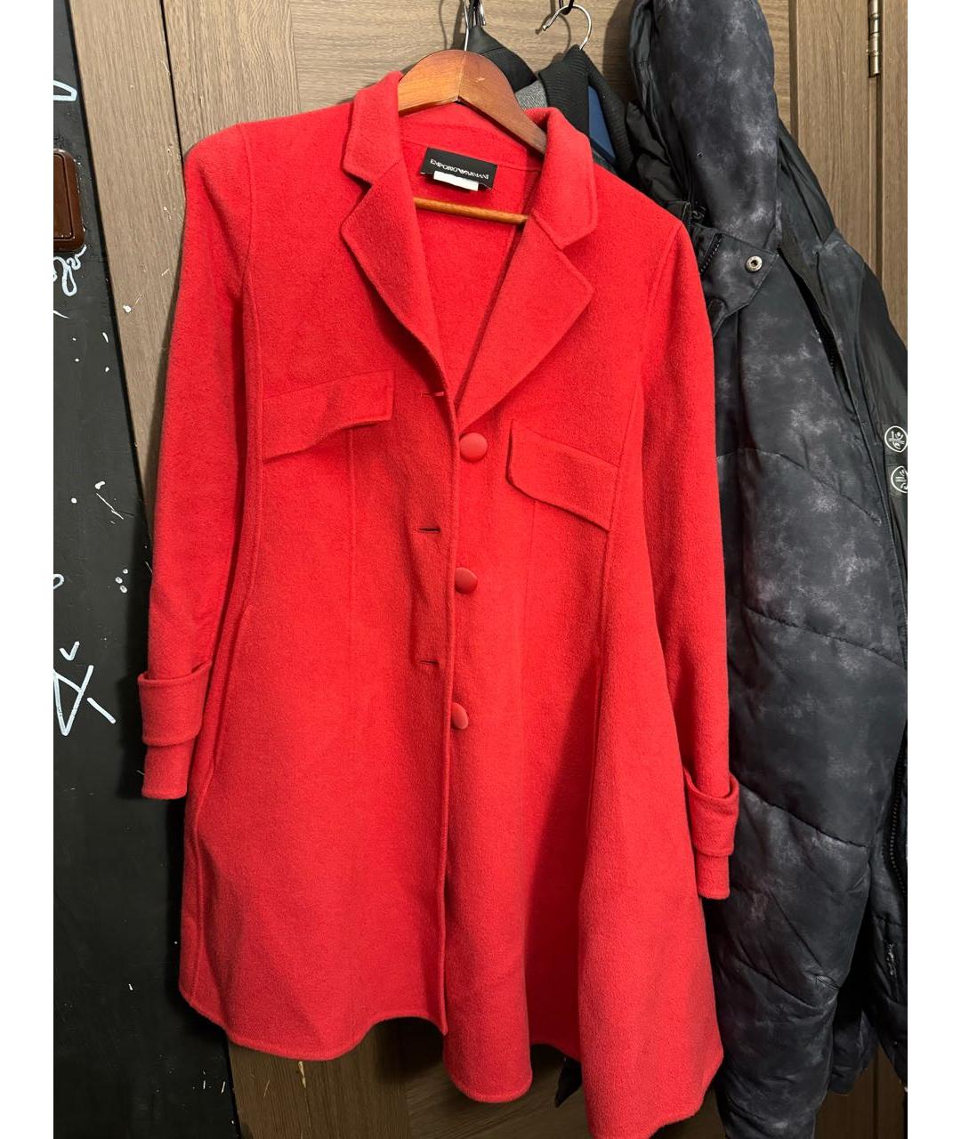 EMPORIO ARMANI Коралловое шерстяное пальто, фото 4