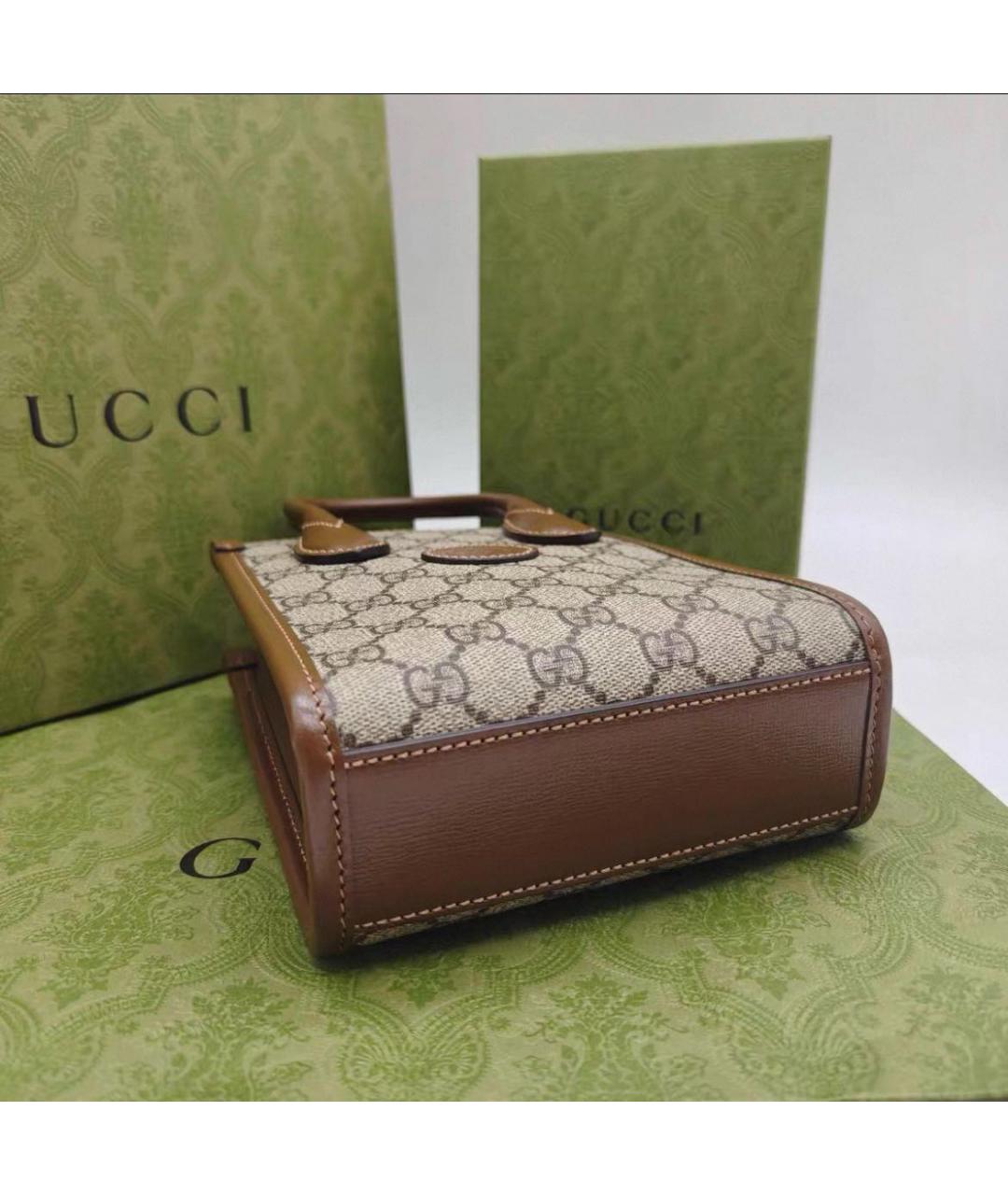 GUCCI Бежевая тканевая сумка тоут, фото 6