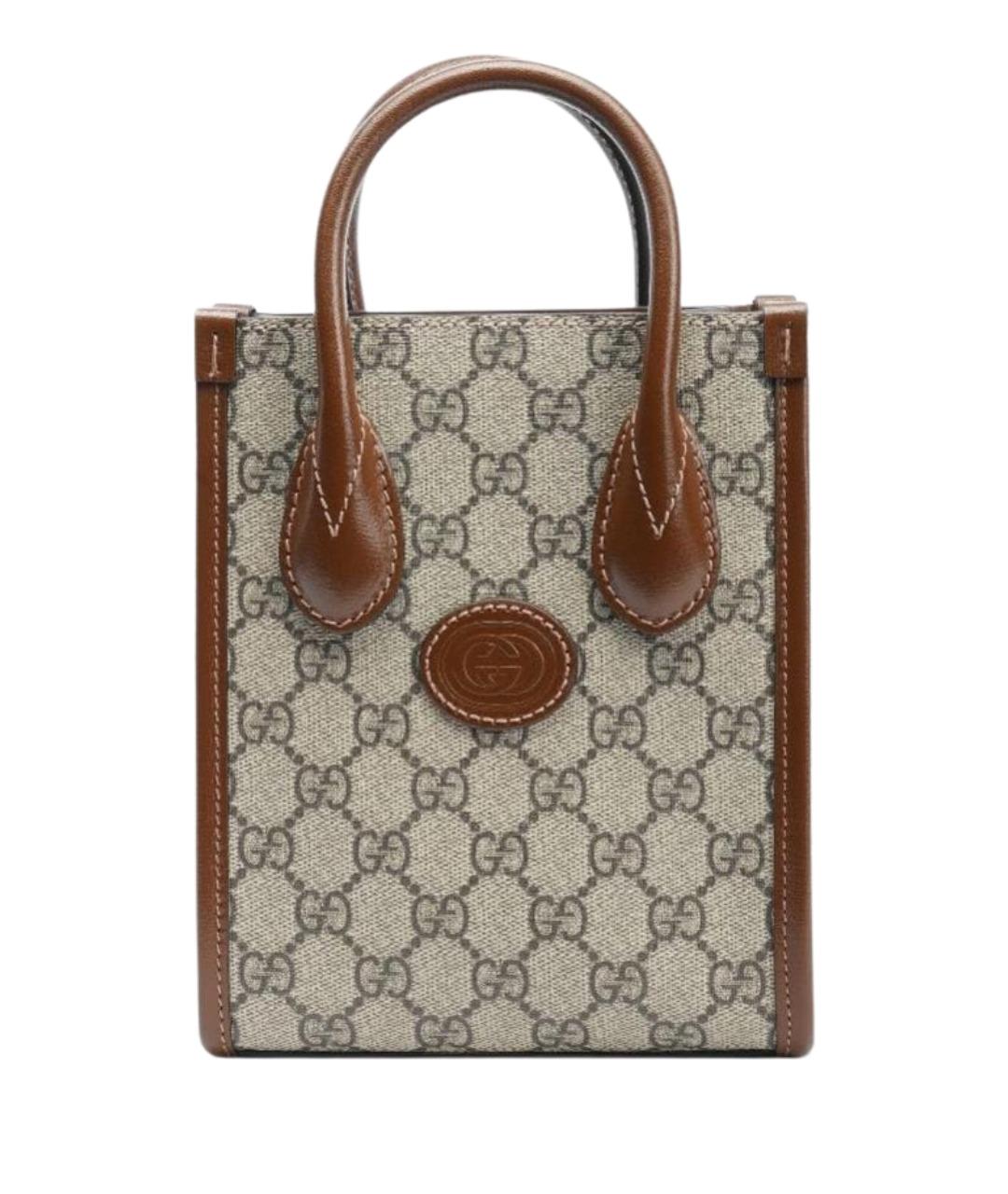 GUCCI Бежевая тканевая сумка тоут, фото 1