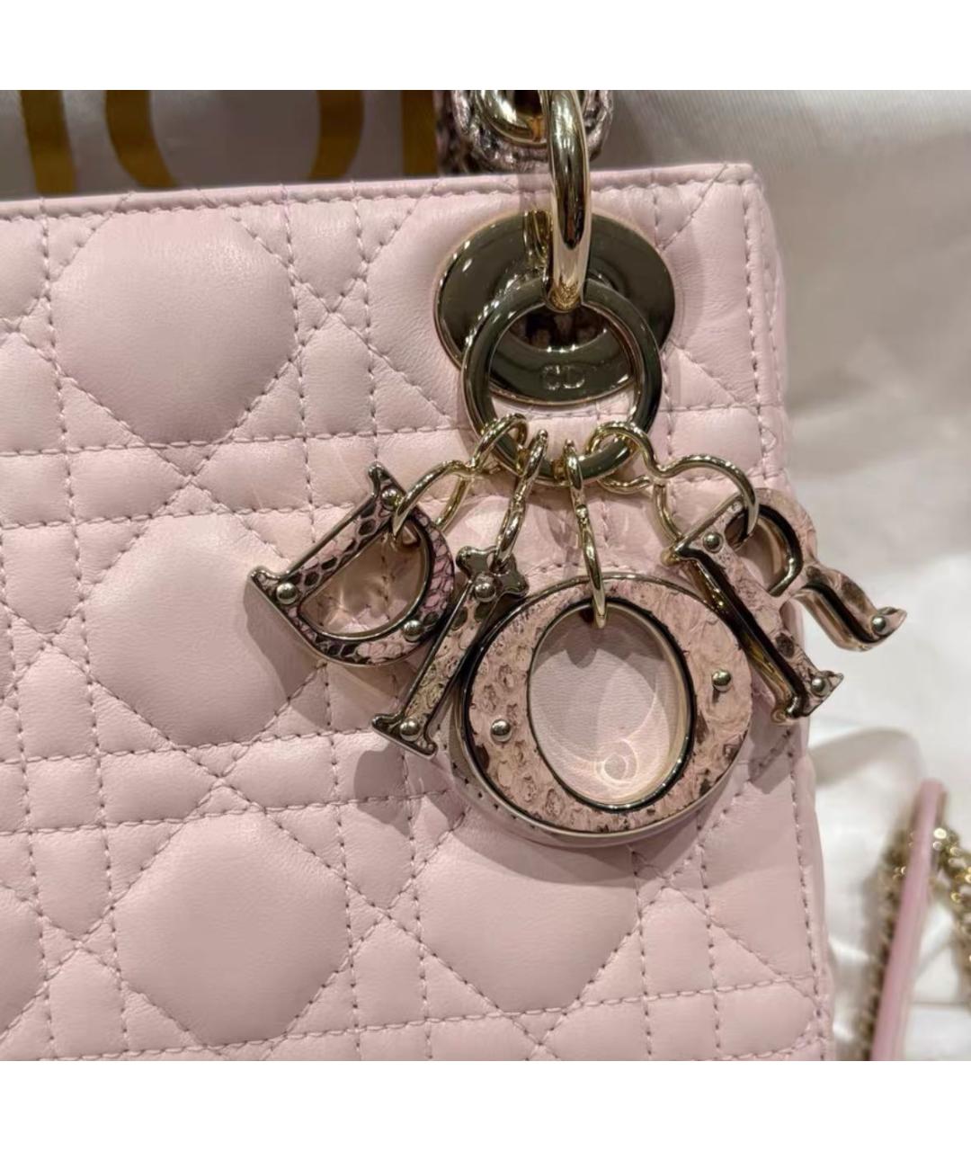 CHRISTIAN DIOR Розовая кожаная сумка с короткими ручками, фото 4