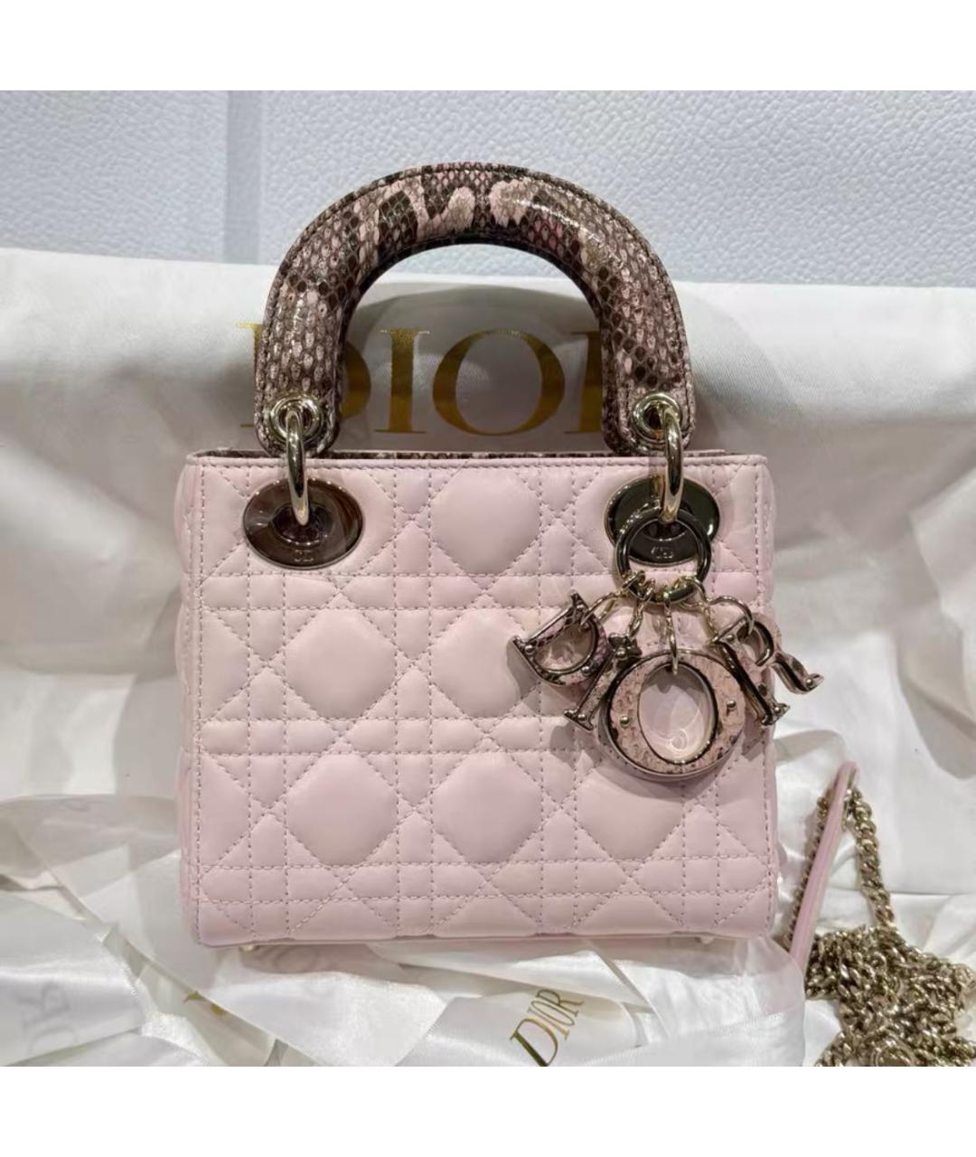 CHRISTIAN DIOR Розовая кожаная сумка с короткими ручками, фото 6