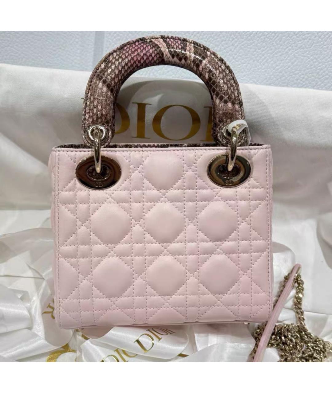 CHRISTIAN DIOR Розовая кожаная сумка с короткими ручками, фото 2