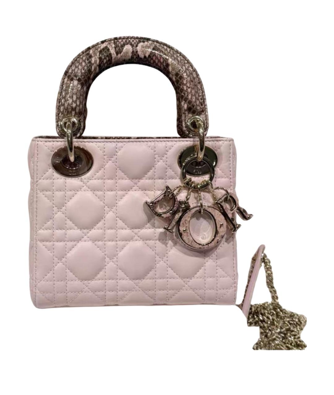 CHRISTIAN DIOR Розовая кожаная сумка с короткими ручками, фото 1