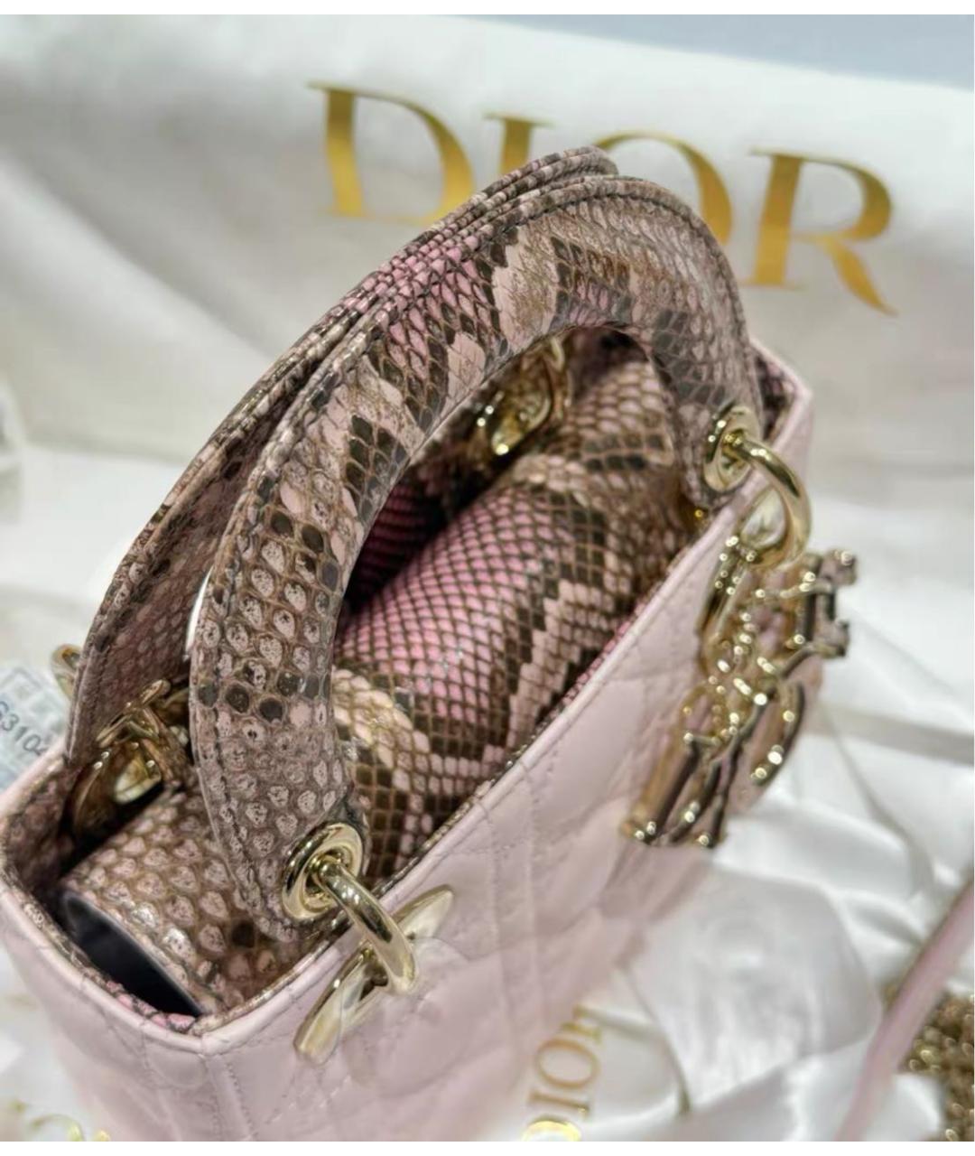 CHRISTIAN DIOR Розовая кожаная сумка с короткими ручками, фото 3