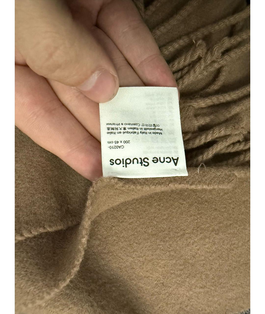 ACNE STUDIOS Коричневый шерстяной шарф, фото 4