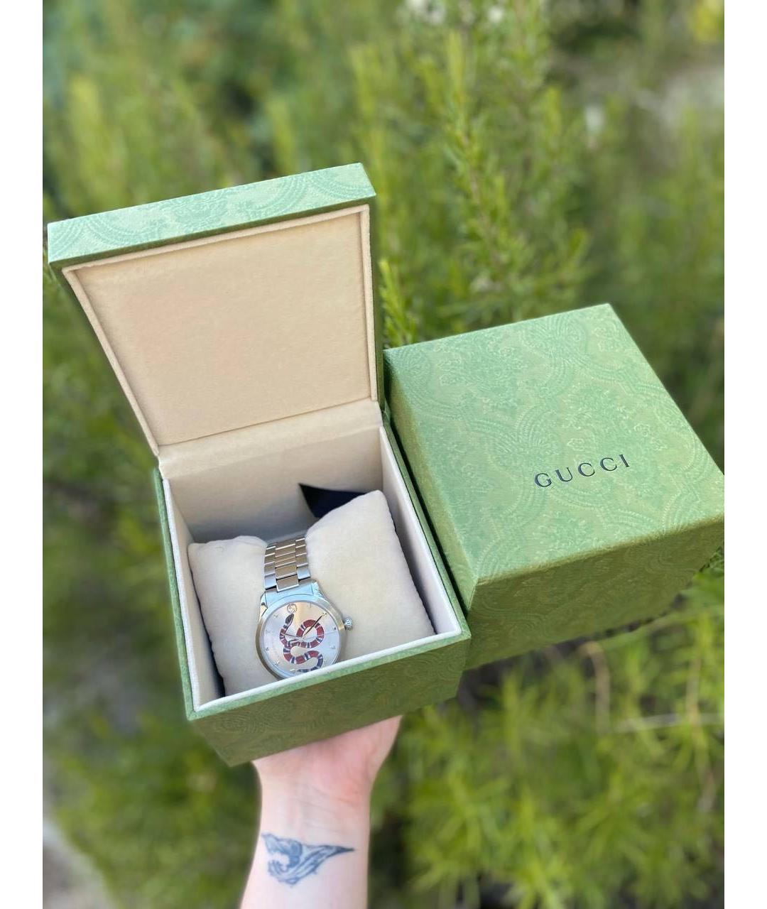 GUCCI Серебряные стальные часы, фото 4
