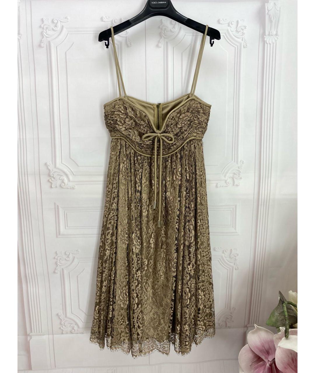 DOLCE&GABBANA Бежевое хлопковое коктейльное платье, фото 5