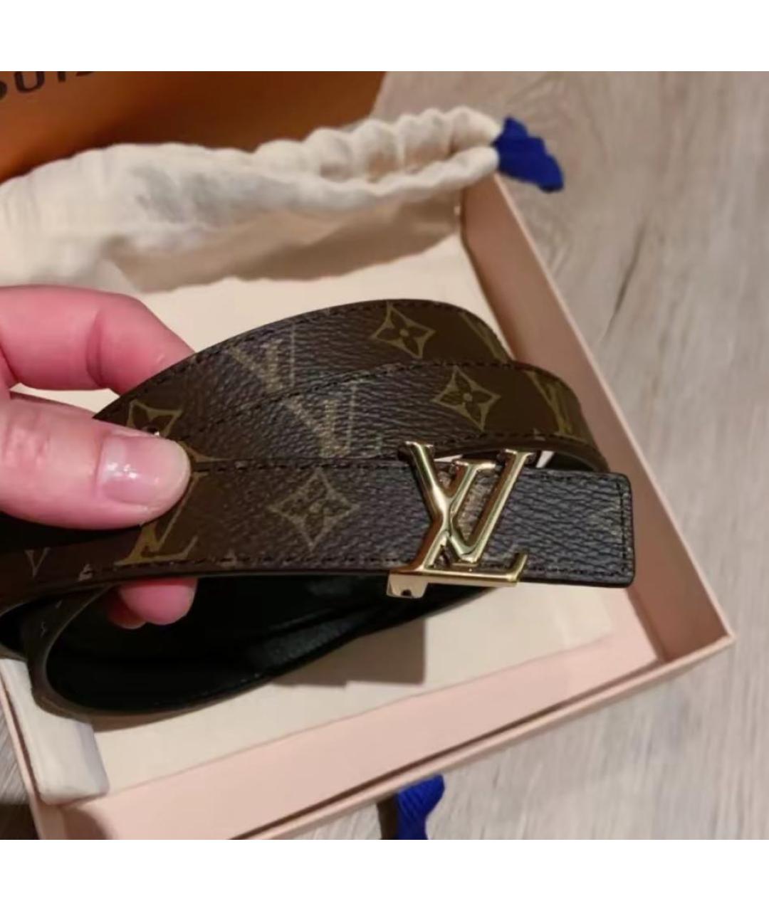 LOUIS VUITTON Коричневый кожаный ремень, фото 2