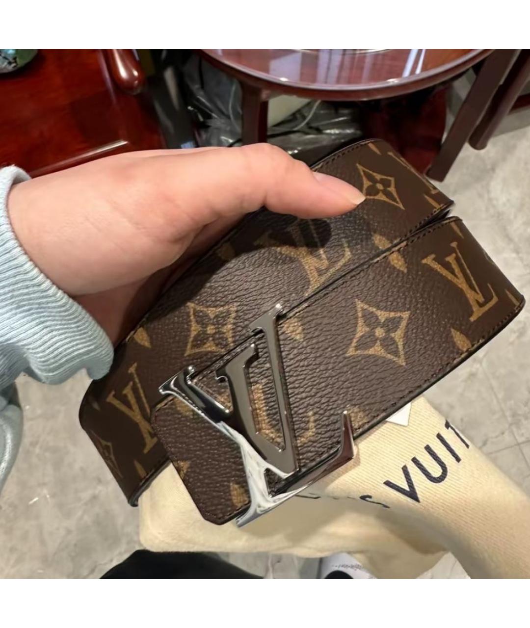 LOUIS VUITTON Коричневый кожаный ремень, фото 2