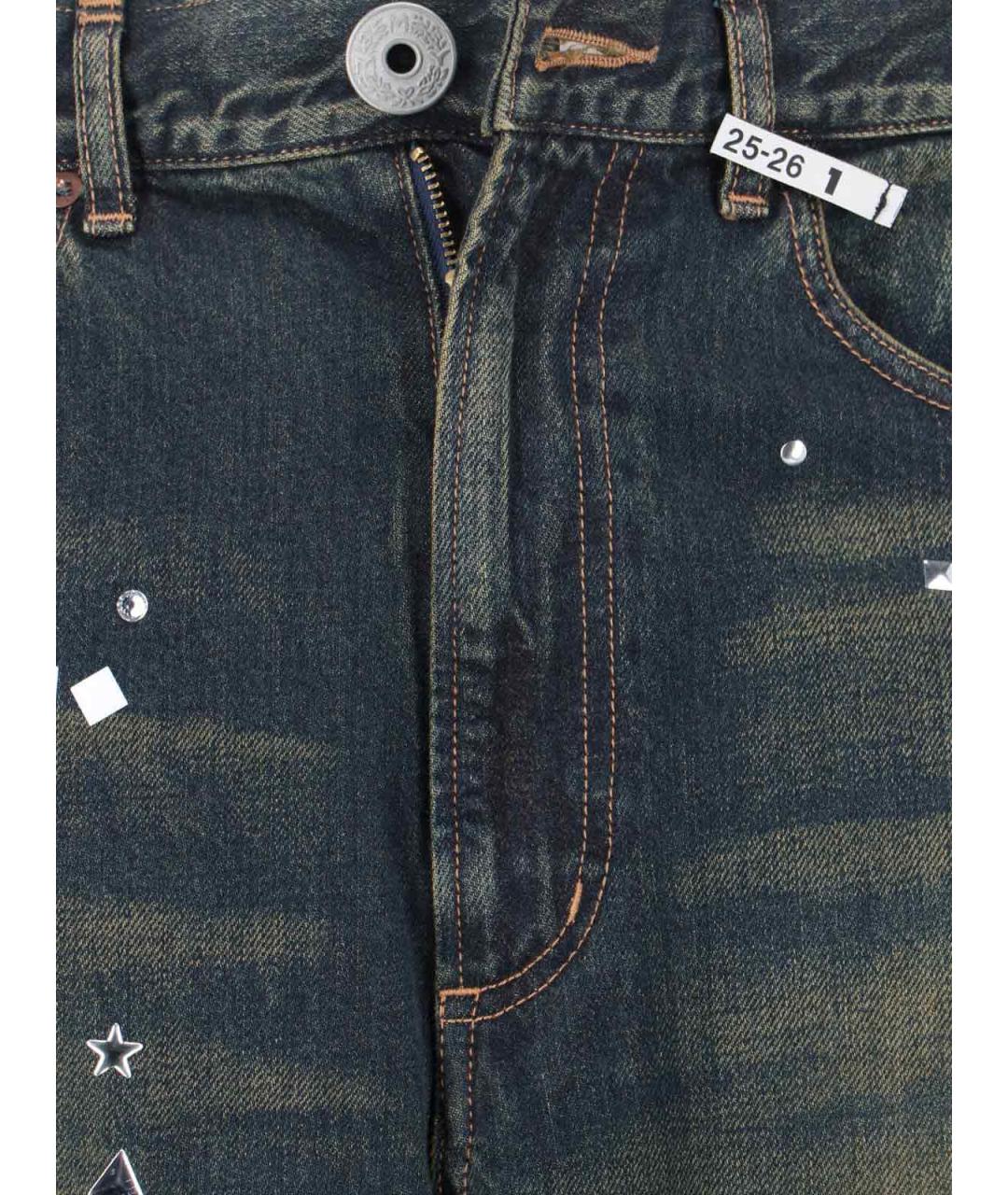 MAISON MIHARA YASUHIRO Синие хлопковые прямые джинсы, фото 4