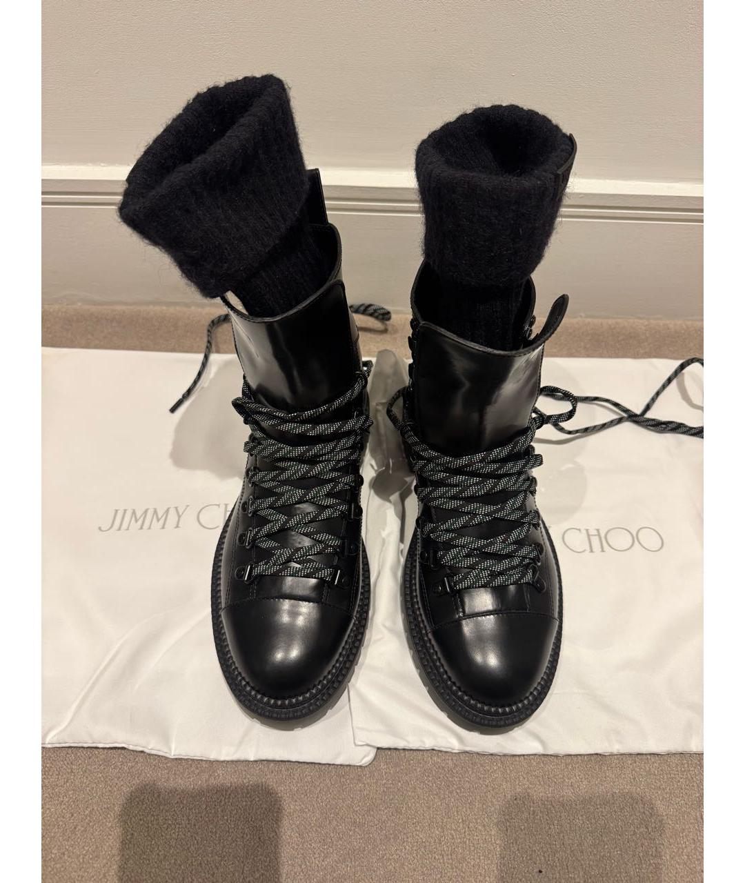 JIMMY CHOO Черные кожаные ботинки, фото 2