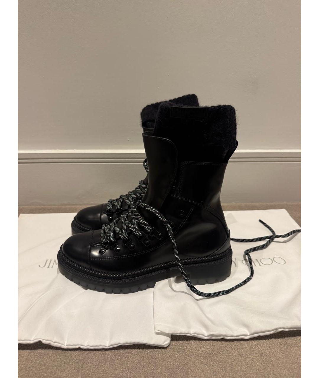 JIMMY CHOO Черные кожаные ботинки, фото 9