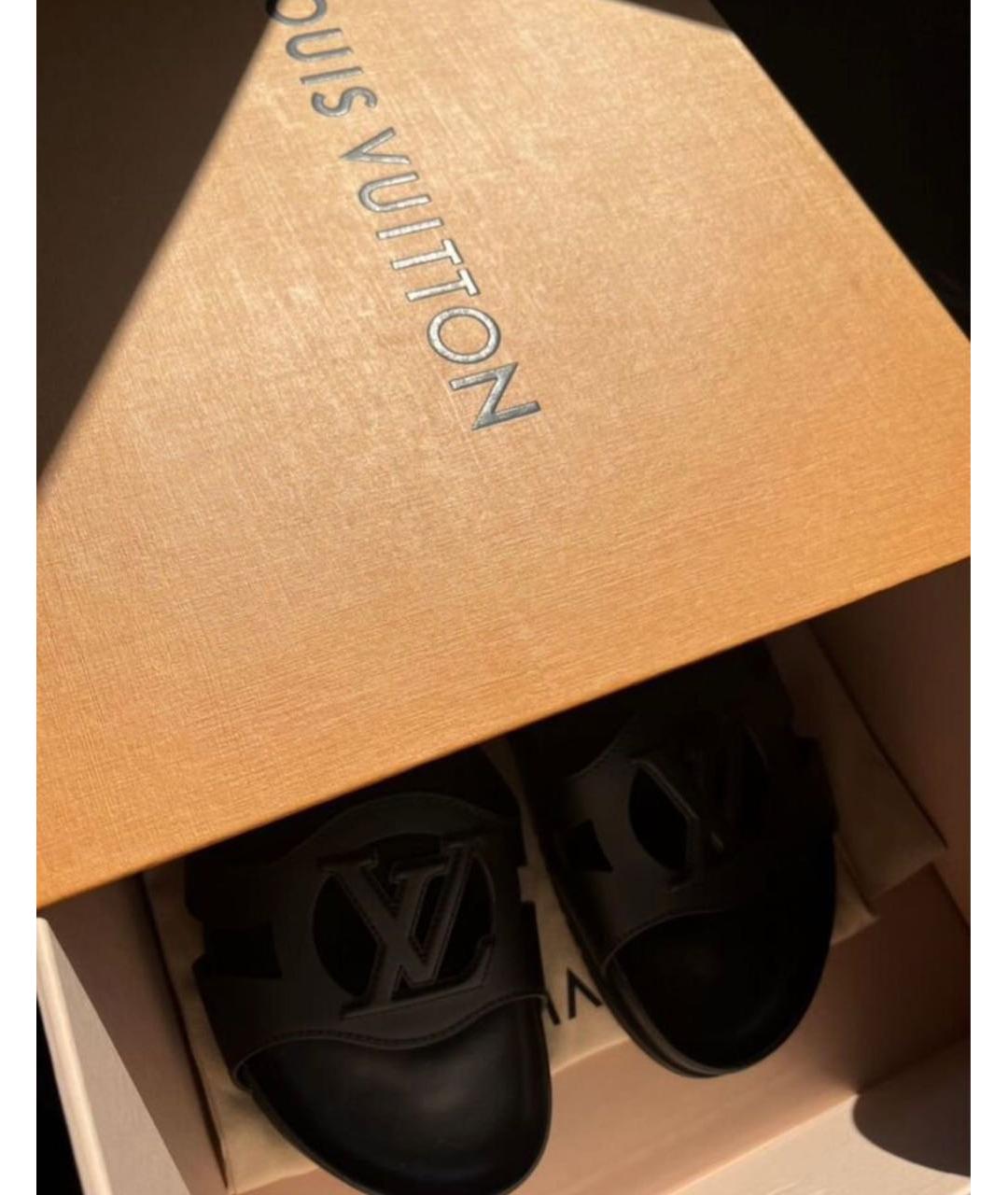 LOUIS VUITTON Черные кожаные мюли, фото 3