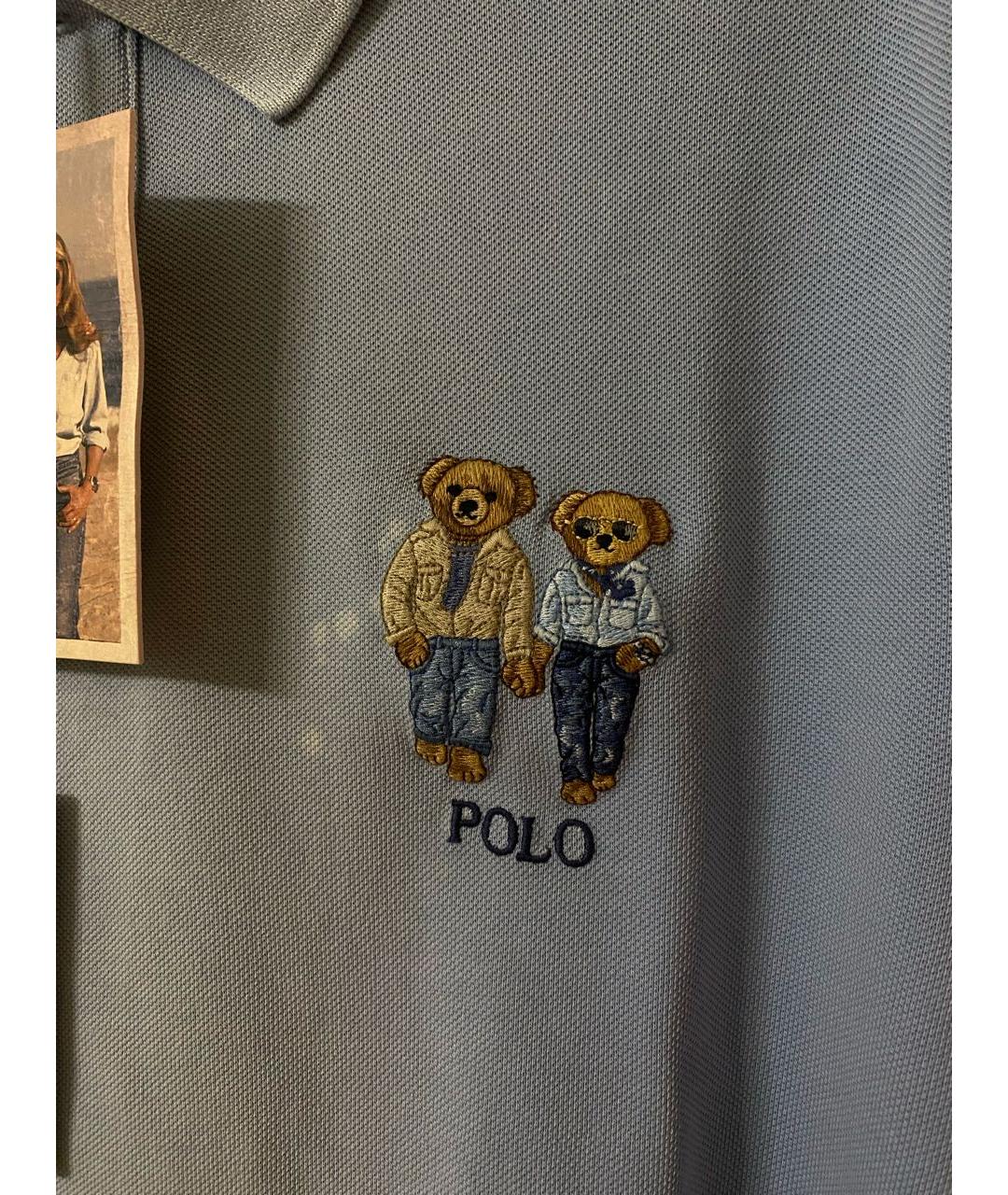 POLO RALPH LAUREN Голубое хлопковое поло с коротким рукавом, фото 4
