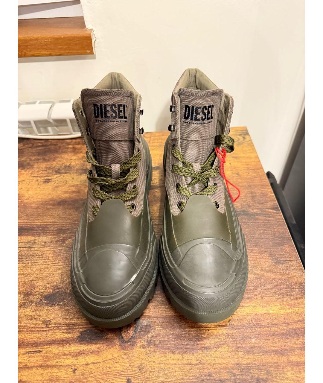 DIESEL Хаки текстильные высокие ботинки, фото 2