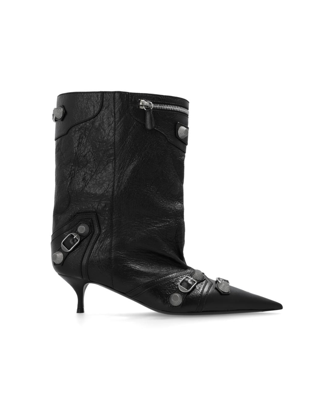 BALENCIAGA Черные кожаные ботильоны, фото 1