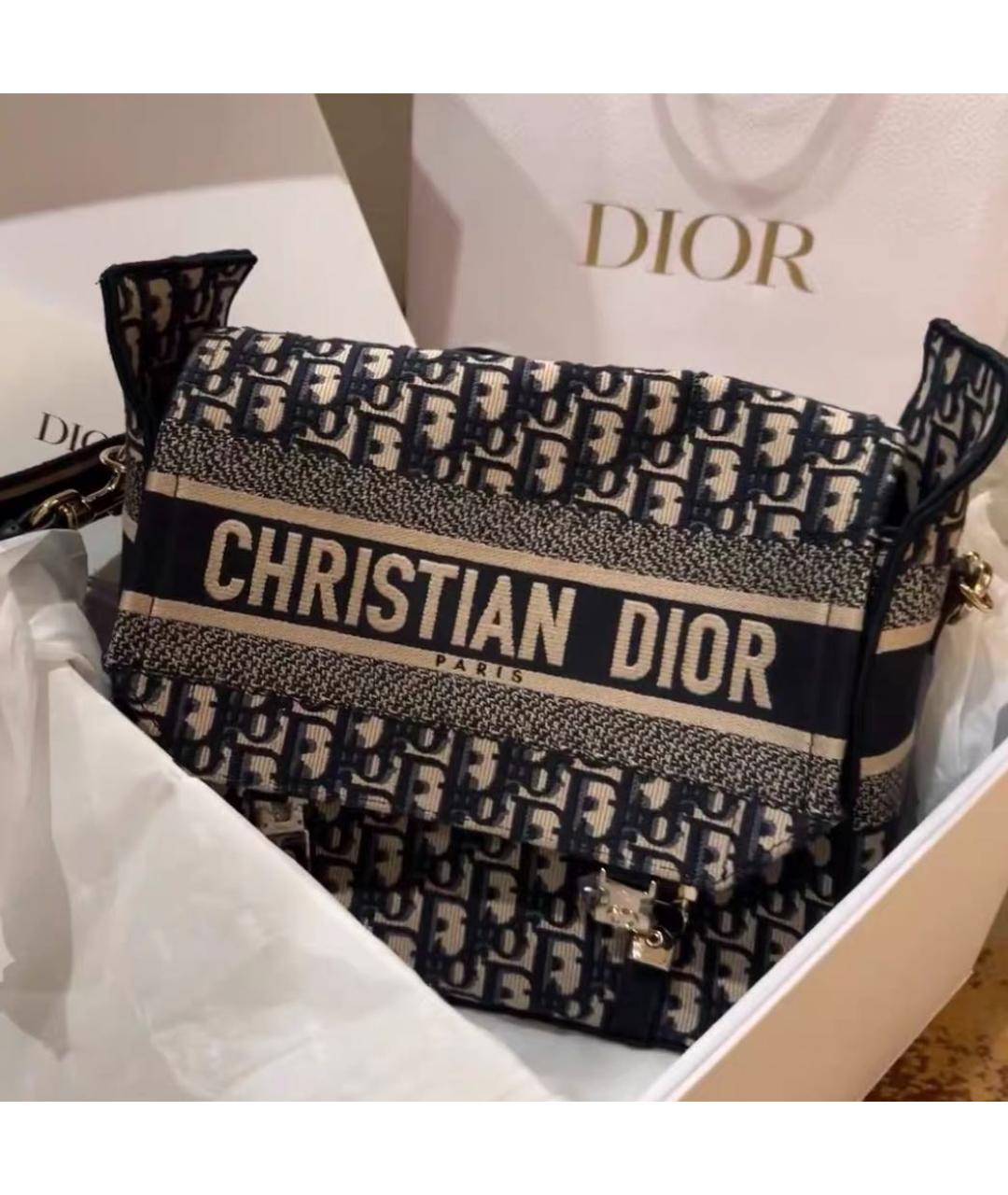 CHRISTIAN DIOR Антрацитовая тканевая сумка через плечо, фото 2