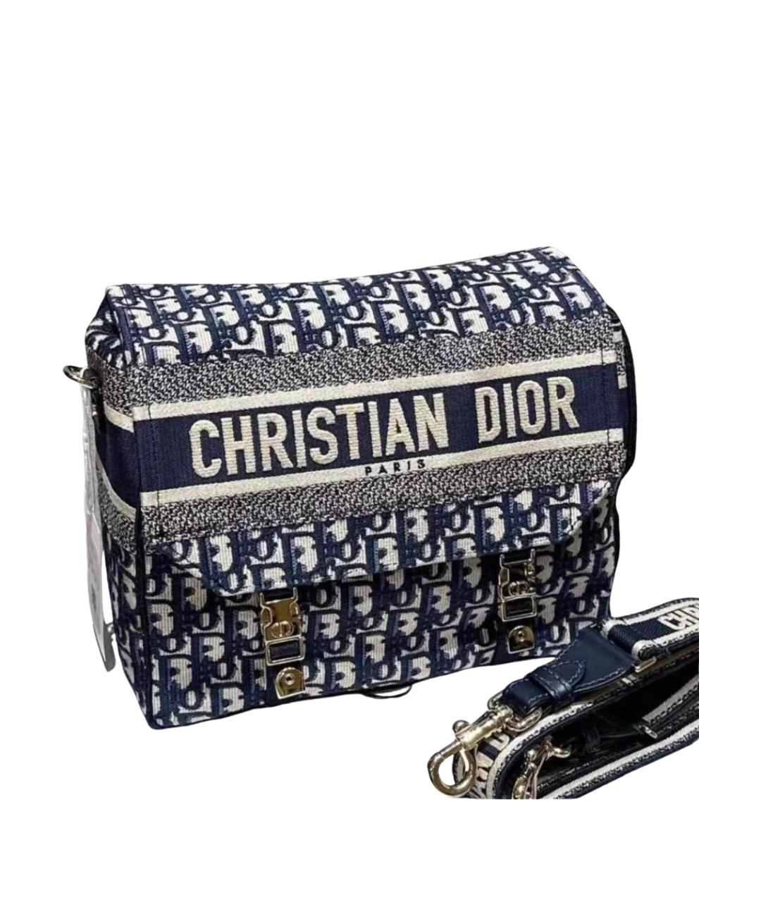 CHRISTIAN DIOR Антрацитовая тканевая сумка через плечо, фото 1