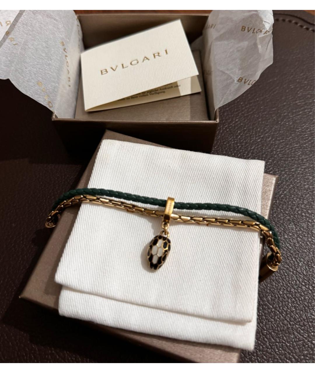 BVLGARI Зеленый кожаный браслет, фото 3