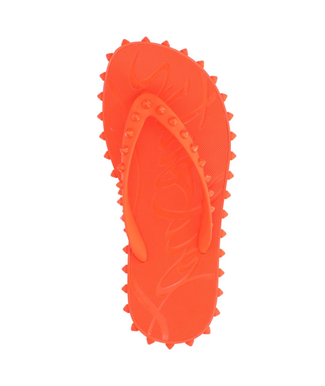 CHRISTIAN LOUBOUTIN Оранжевое резиновые шлепанцы, фото 5