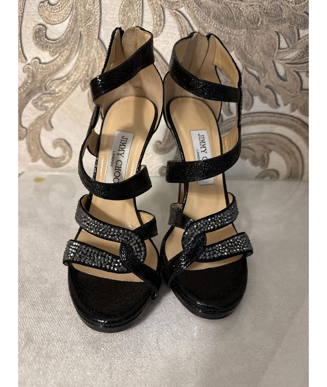 JIMMY CHOO Черные кожаные босоножки, фото 3
