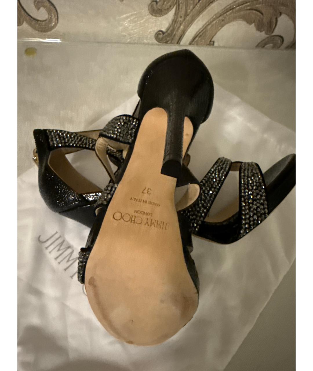 JIMMY CHOO Черные кожаные босоножки, фото 5